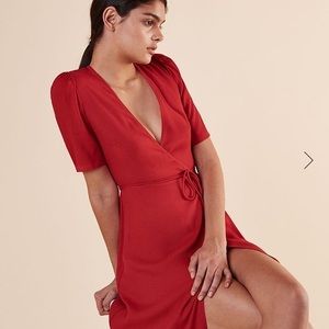 Reformation red Marta midi wrap dress XS